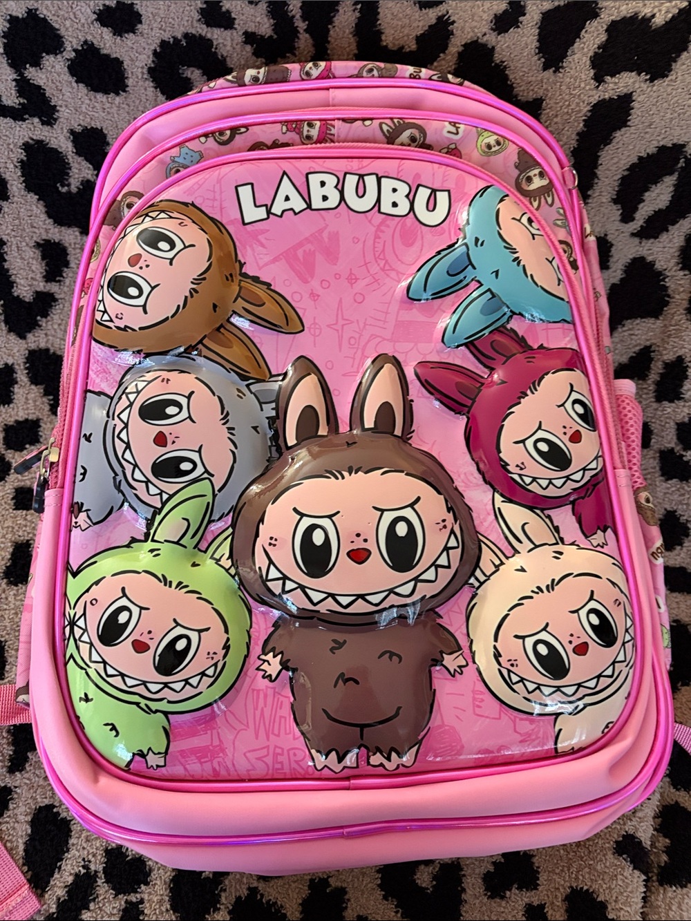 LABUBU Pink Cartoon Character Backpack